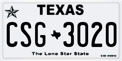 TX license plate CSG3020
