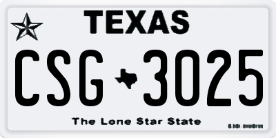 TX license plate CSG3025