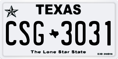 TX license plate CSG3031