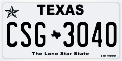 TX license plate CSG3040