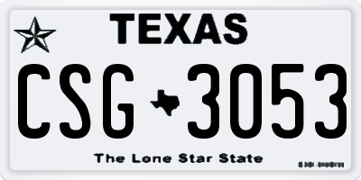 TX license plate CSG3053