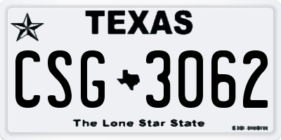 TX license plate CSG3062