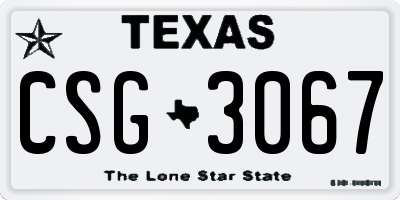 TX license plate CSG3067