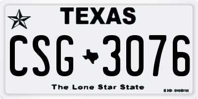 TX license plate CSG3076