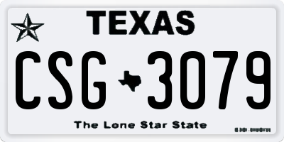 TX license plate CSG3079