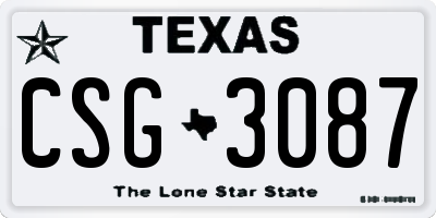 TX license plate CSG3087