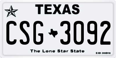 TX license plate CSG3092