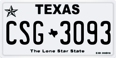 TX license plate CSG3093