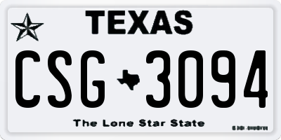 TX license plate CSG3094