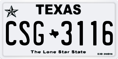 TX license plate CSG3116