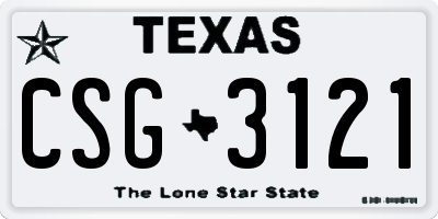 TX license plate CSG3121
