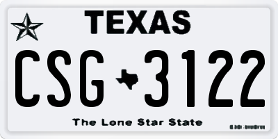 TX license plate CSG3122