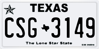 TX license plate CSG3149