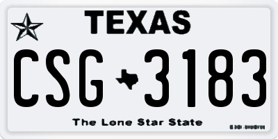 TX license plate CSG3183