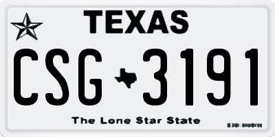 TX license plate CSG3191