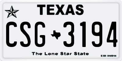 TX license plate CSG3194