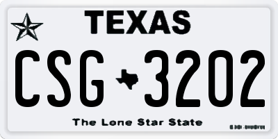 TX license plate CSG3202