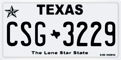 TX license plate CSG3229