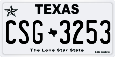 TX license plate CSG3253
