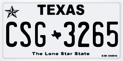 TX license plate CSG3265