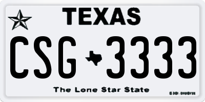 TX license plate CSG3333