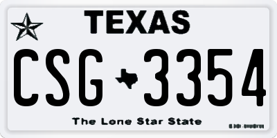 TX license plate CSG3354