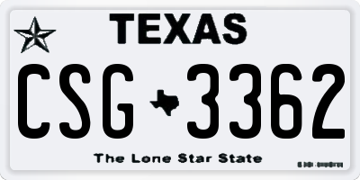 TX license plate CSG3362
