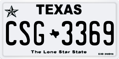 TX license plate CSG3369