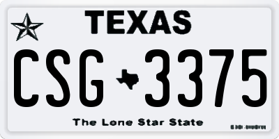 TX license plate CSG3375