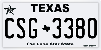 TX license plate CSG3380