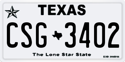 TX license plate CSG3402