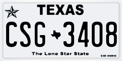 TX license plate CSG3408