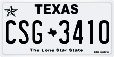 TX license plate CSG3410
