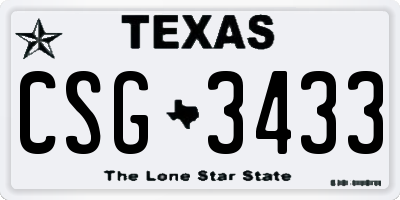 TX license plate CSG3433