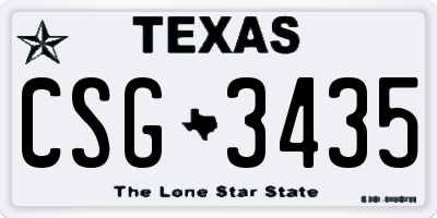 TX license plate CSG3435