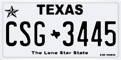 TX license plate CSG3445
