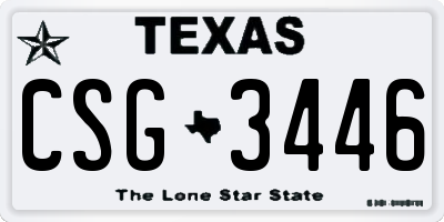 TX license plate CSG3446