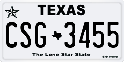 TX license plate CSG3455