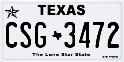 TX license plate CSG3472
