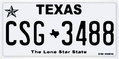 TX license plate CSG3488