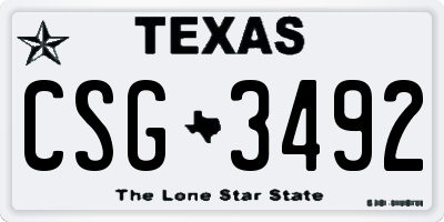 TX license plate CSG3492