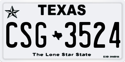 TX license plate CSG3524