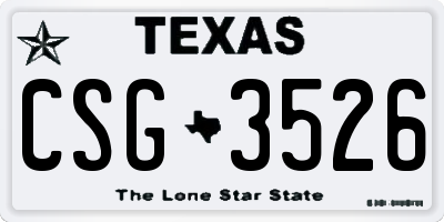 TX license plate CSG3526