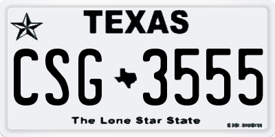 TX license plate CSG3555