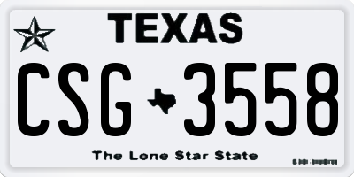 TX license plate CSG3558