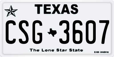 TX license plate CSG3607