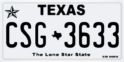 TX license plate CSG3633