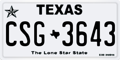 TX license plate CSG3643
