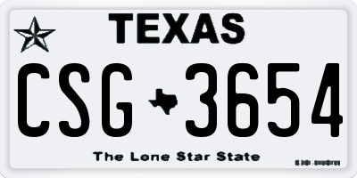 TX license plate CSG3654