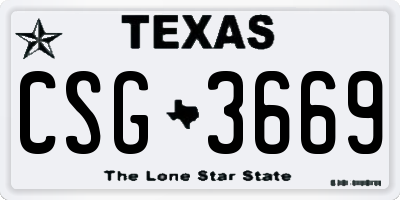 TX license plate CSG3669